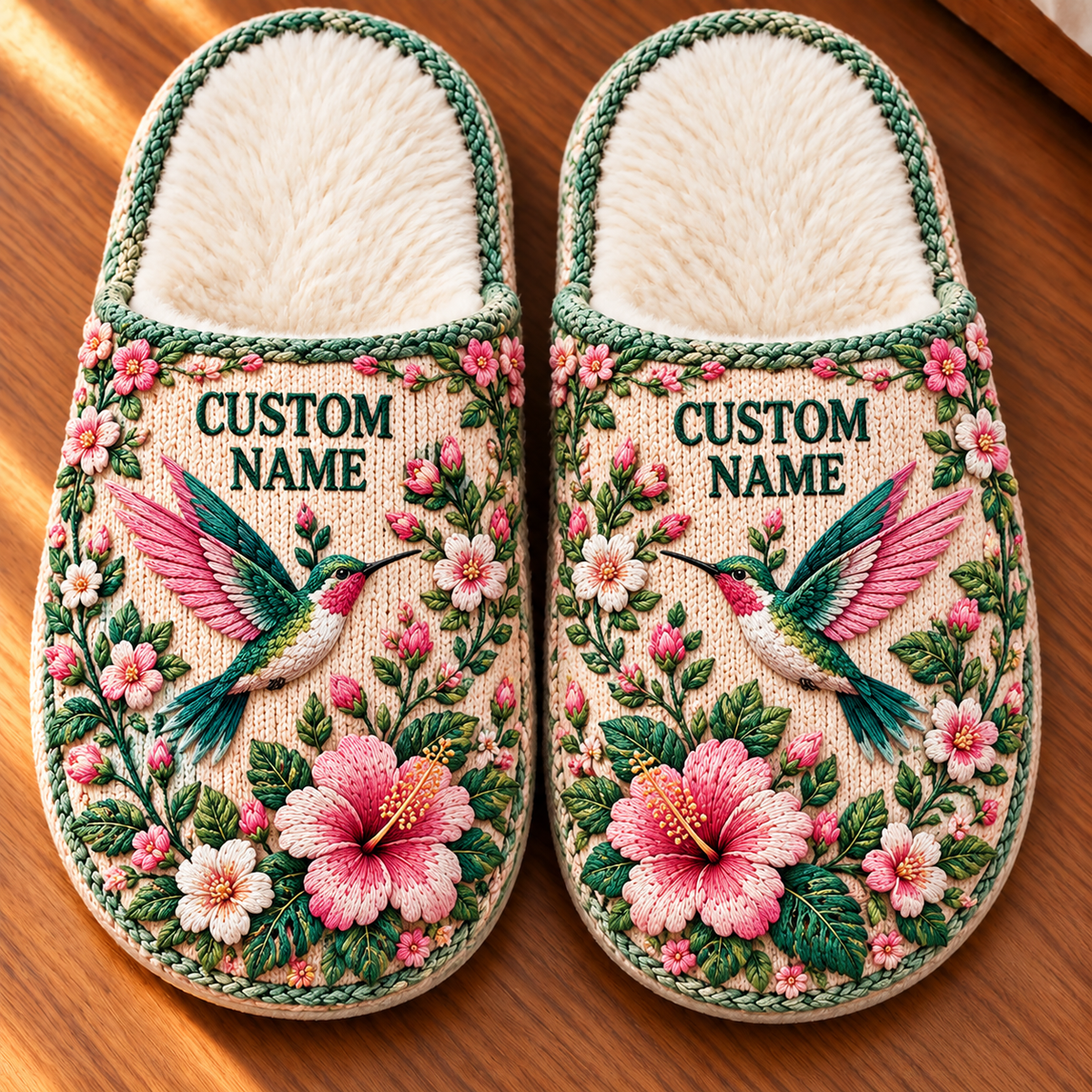 🌸🐦Personalized Cozy Animal Garden Floral Slippers - Gifts For Winter