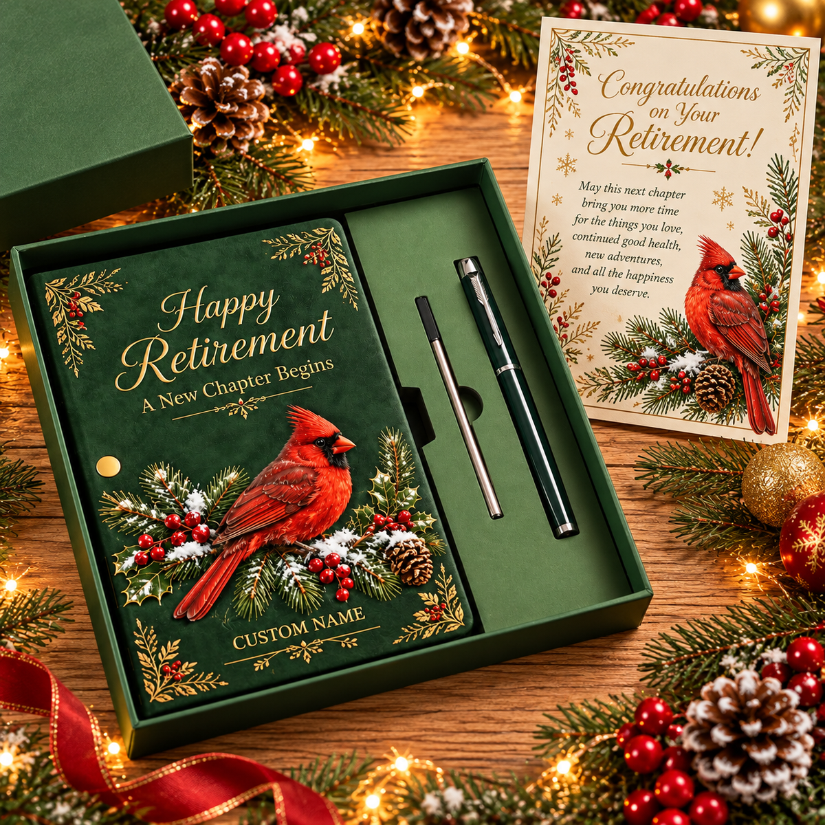 Personalized Happy Retirement Notebook Gift Set With Pens & Greeting Card 🎁