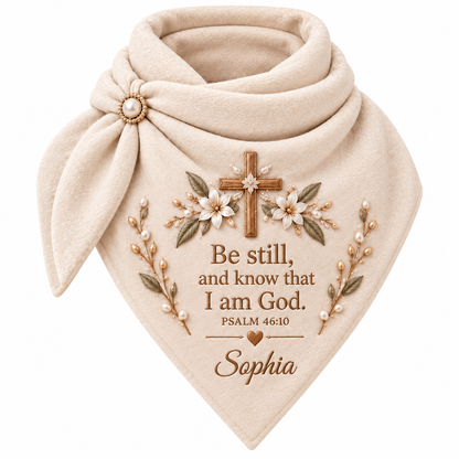 Personalized Christian Prayer Triangular Scarf – Custom Name Faith Gift 🤍✝️