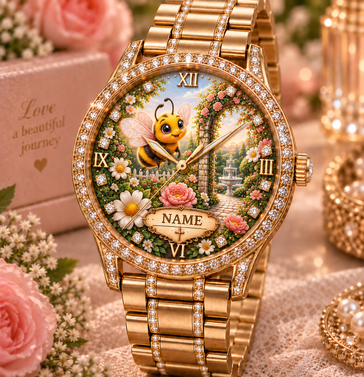 💎 Personalized Women Garden Luxury Floral Animal Watch 36mm