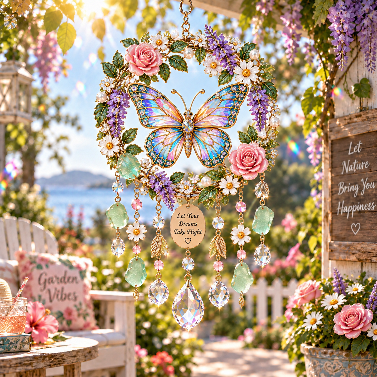 🌸 Garden Sea Glass Crystal Suncatcher
