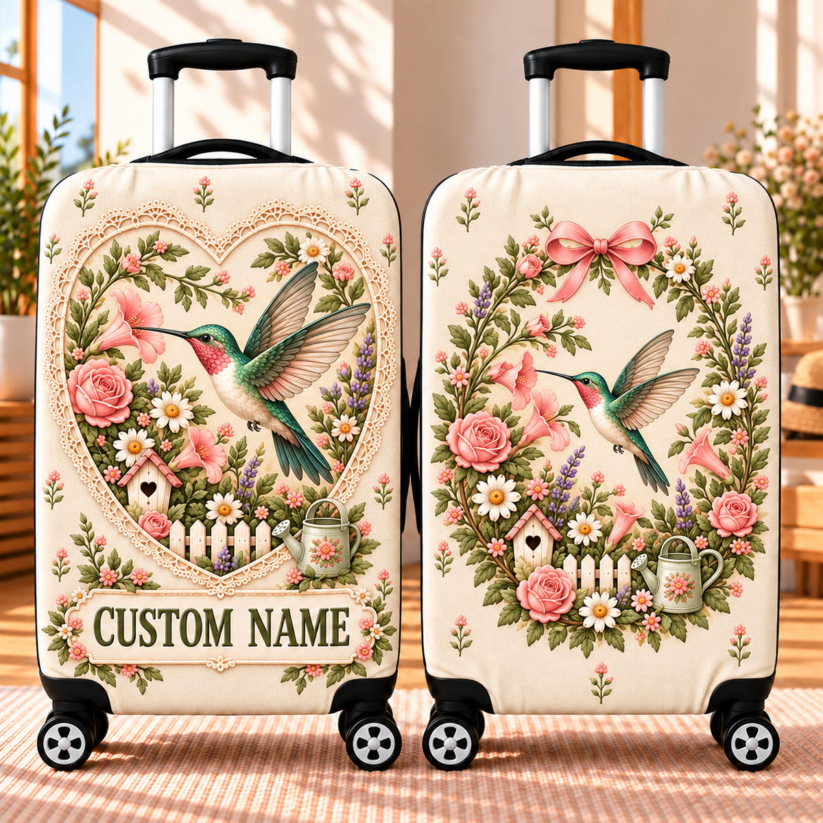 Personalized Garden Luggage Cover – Your Name, Your Favorite Animal 🌸🧳