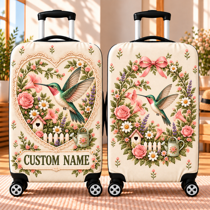 Personalized Garden Luggage Cover – Your Name, Your Favorite Animal 🌸🧳