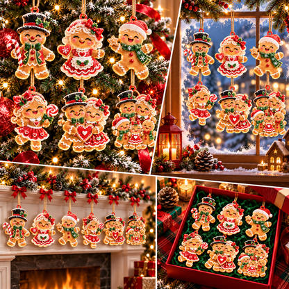 6-Piece Gingerbread Christmas Ornament Collection – Adorable  Gingerbread Family, Couple & Holiday Characters | Festive Christmas Tree Hanging Decorations, Sweet Family Keepsake Gifts