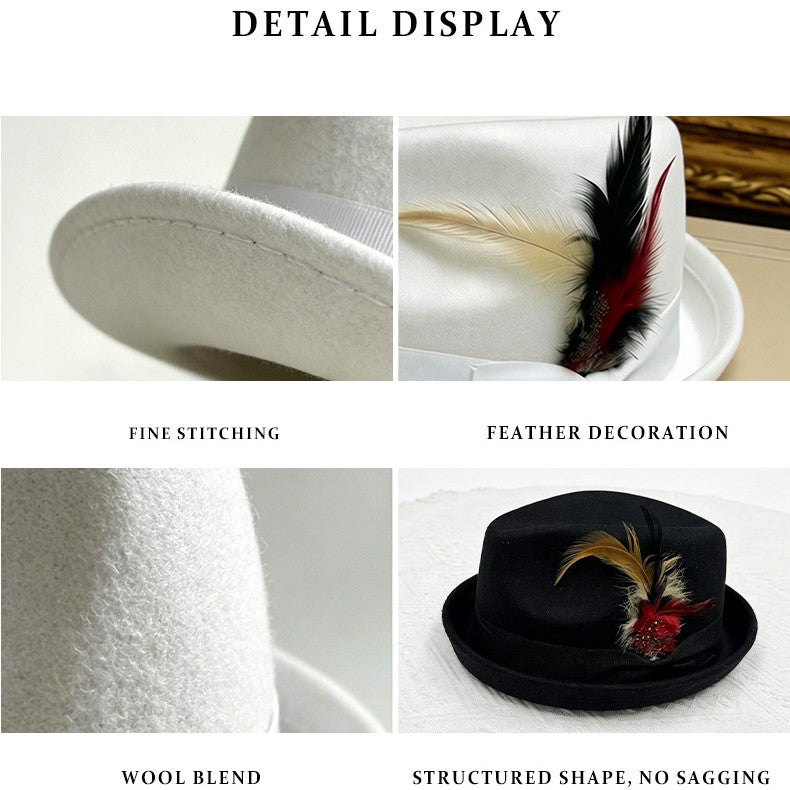 🎩 Instant Outfit Upgrade! Women’s Vintage Feather Fedora Hat ✨