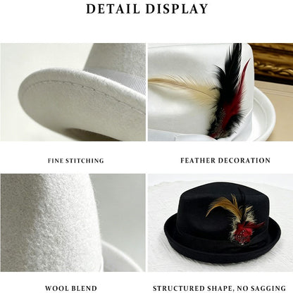 🎩 Instant Outfit Upgrade! Women’s Vintage Feather Fedora Hat ✨