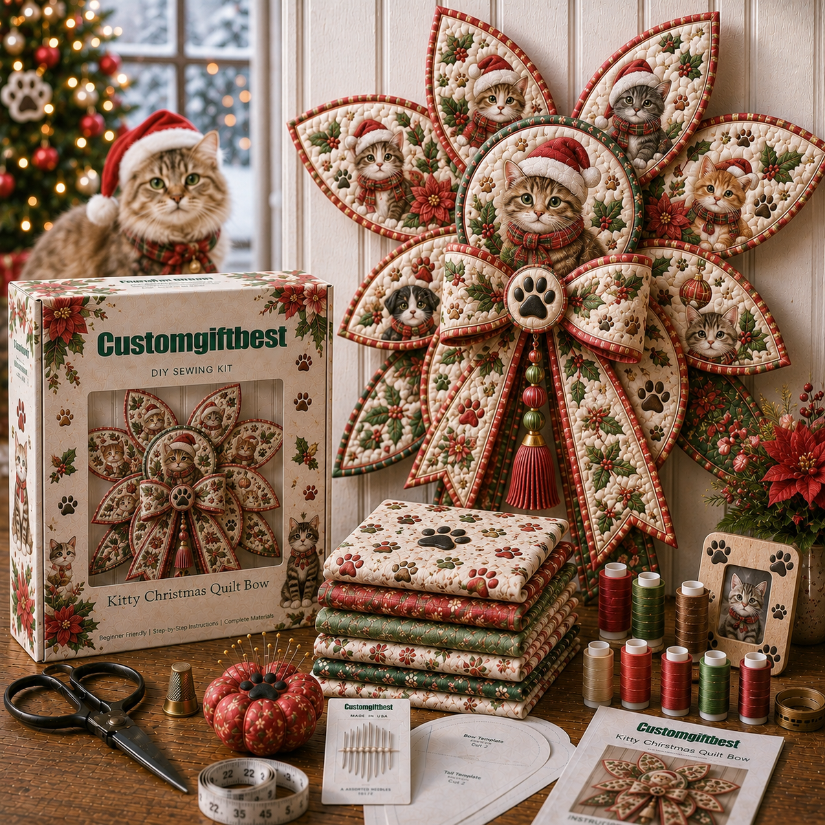 Pets Quilt Bow DIY Sewing Kit