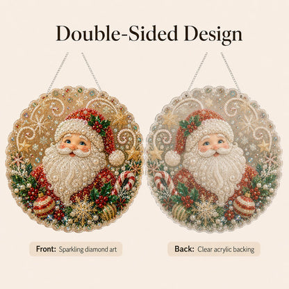 🔥Last Day 49% OFF - ✨ Christmas Pearl Diamond Art Hanging Ornament Kit | Luxury Flocked Canvas with Scratch-Resistant Non-Fading Pearl Beads DIY Handmade Holiday Hanging Decor 🎅💎