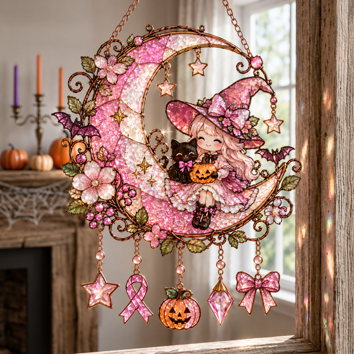 🎀 Pink Ghost Halloween Suncatcher 👻