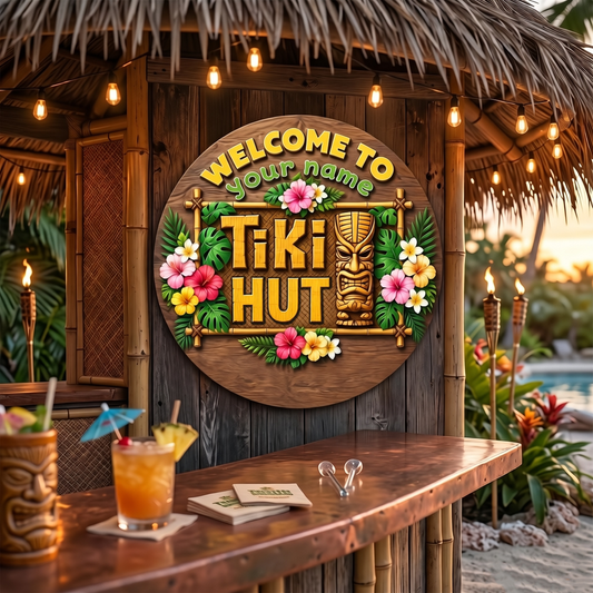 Personalized Welcome To Tiki Lounge Sign 2D Printing