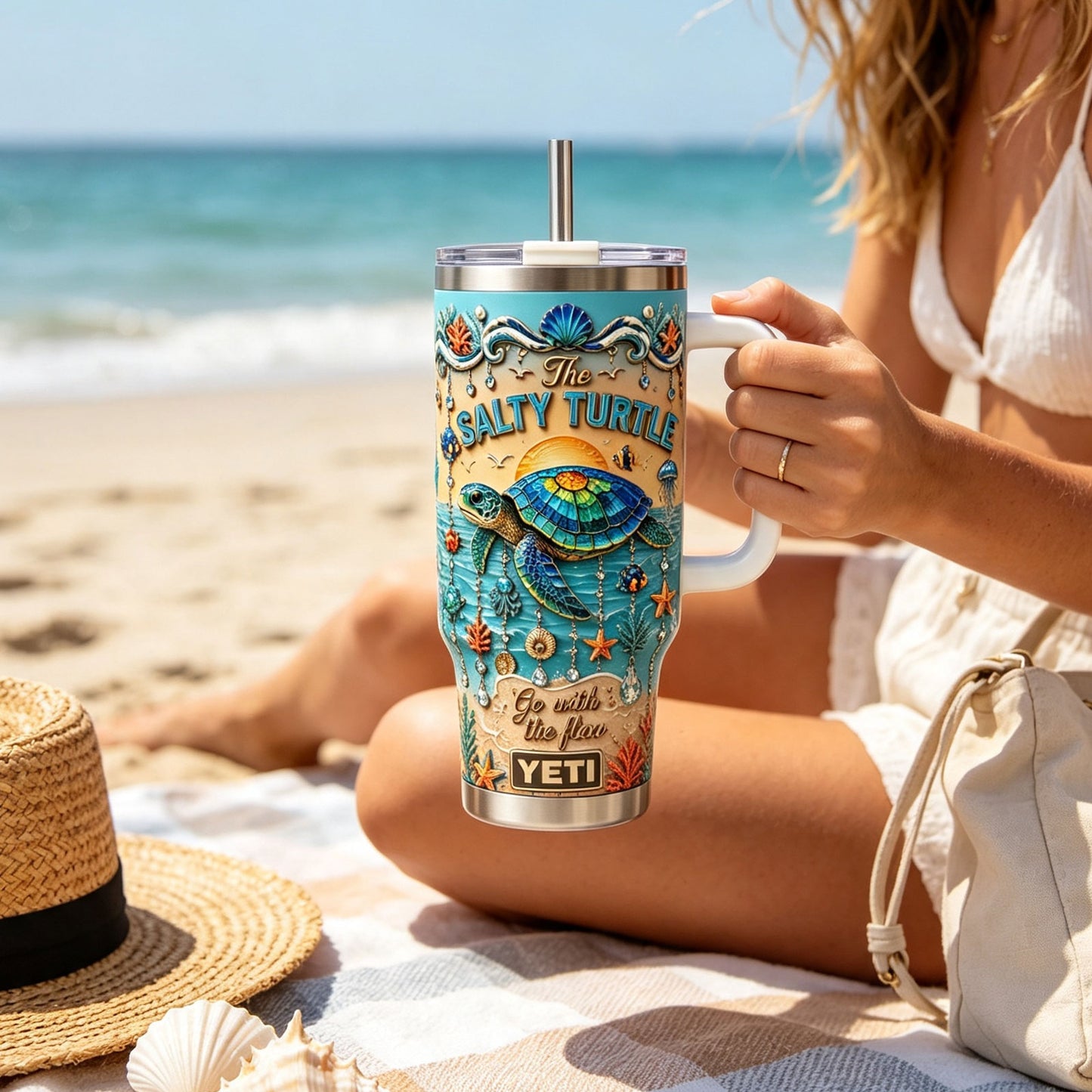 Personalized Sea Turtle Ocean Tumbler With Name