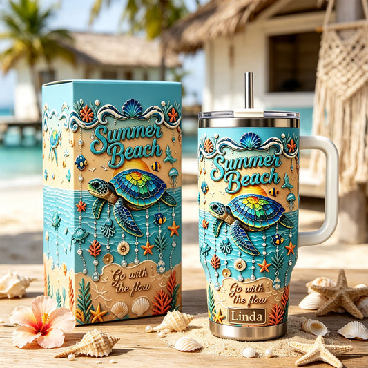 🏖️Personalized Sea Turtle Ocean Tumbler With Name🌴🌊