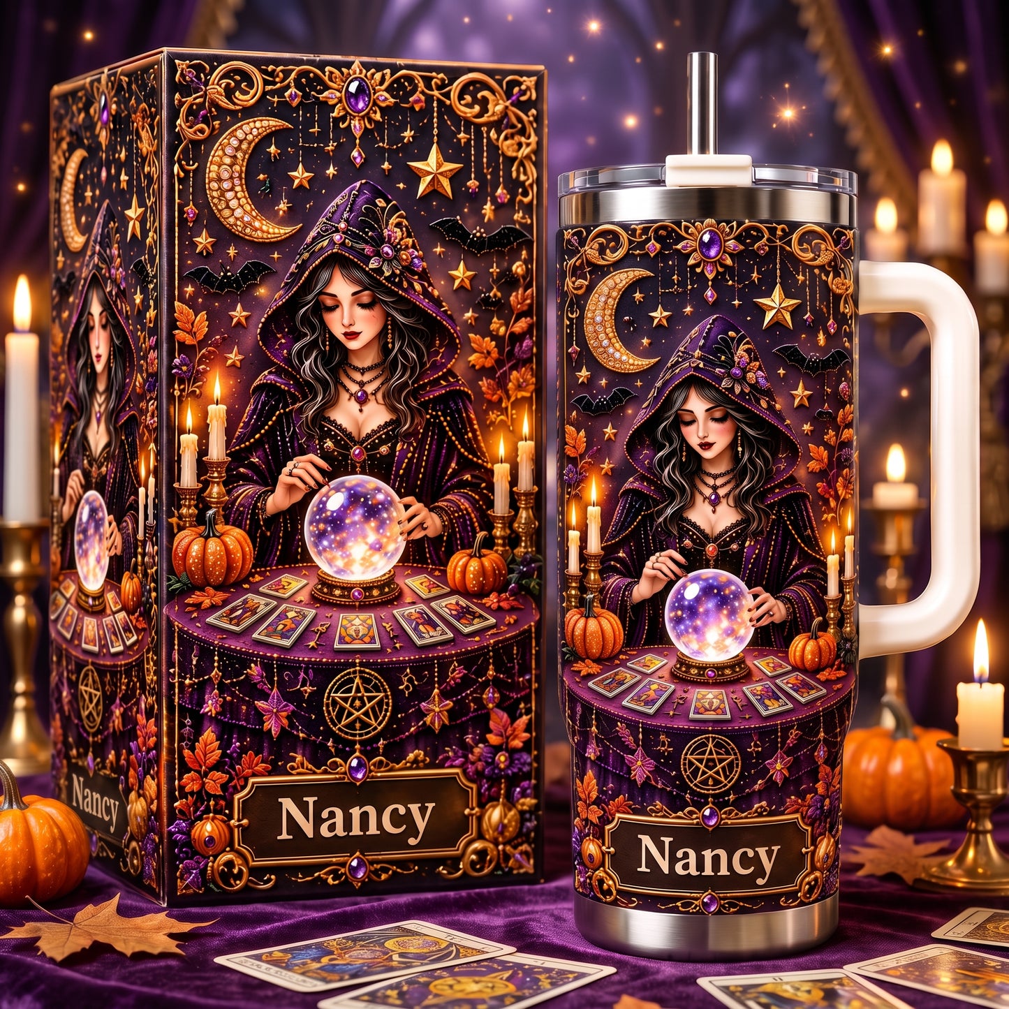 Personalized Witch Fortune Teller Halloween Tumbler
