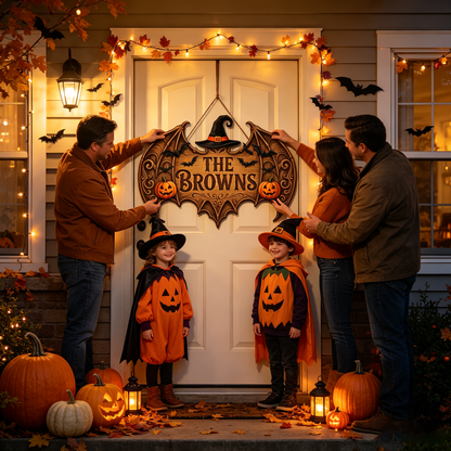 Spooky Personalized Family Name Halloween Door Sign