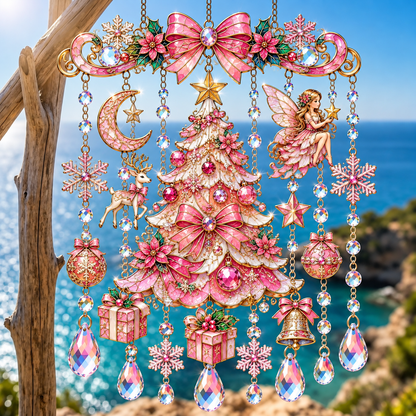 Pink Christmas Wind Chime – Whimsical Holiday Hanging Decor 🎀🎄✨