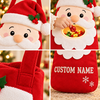 🎄🍬Personalized Christmas Candy Buddy Bag – Custom Name Kids Holiday Treat Bag