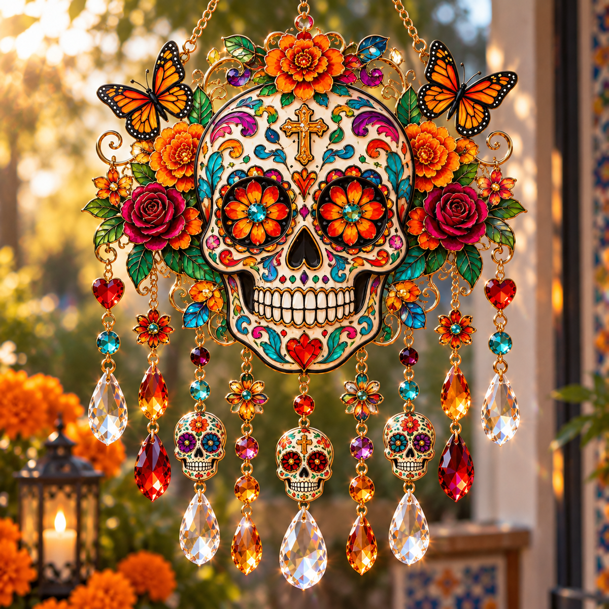 🌼 Día de los Muertos Crystal Suncatcher