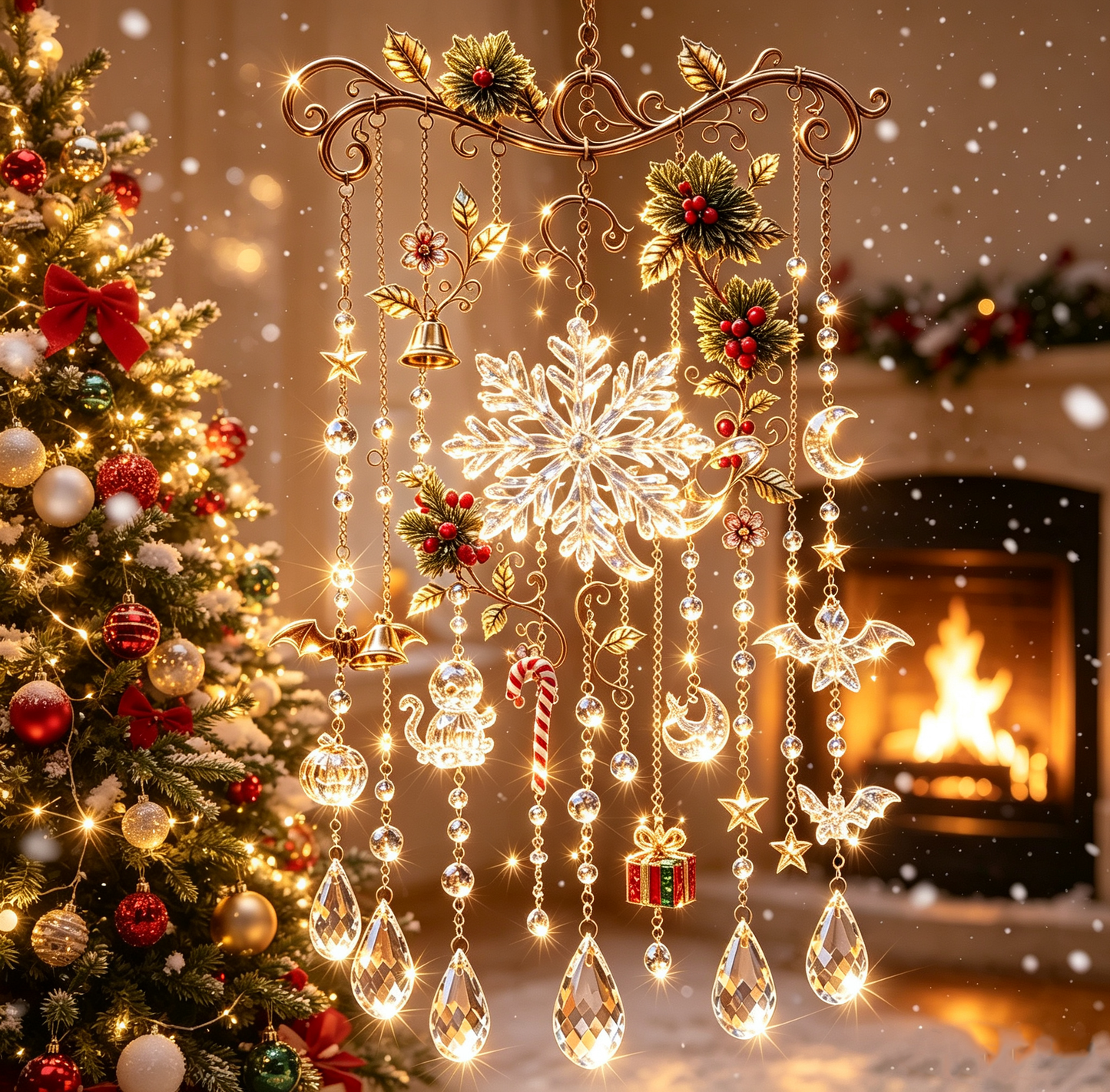 ✨ Christmas Crystal Wind Chime – Light Up Your Holiday Magic