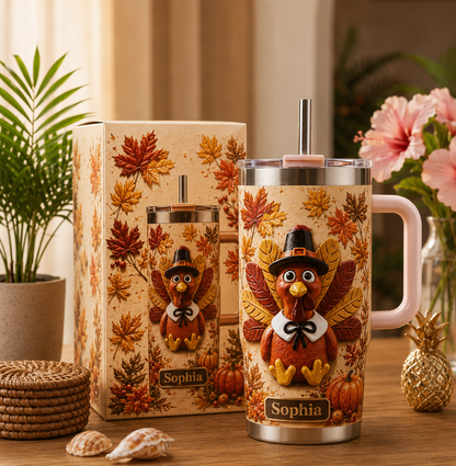 🦃 Personalized Thanksgiving Turkey Tumbler - Gift Cup For Her