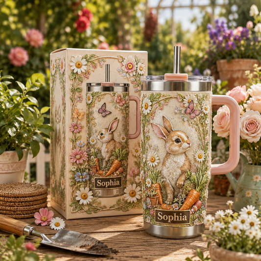 🐰 Personalized Bunny Garden Tumbler - A Sweet Garden Inspired Cup for Her