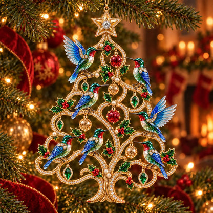 Jeweled Songbird Christmas Tree Ornament Collection – 4 Collectible Crystal-Style Designs