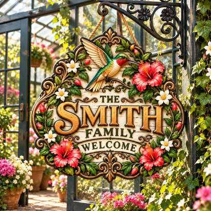 Personalized Garden Family Welcome Sign – Custom Last Name Garden Door Hanging Sign