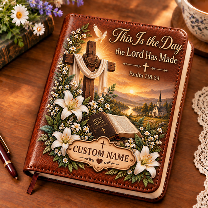 📖 Personalized Leather Scripture Notebook