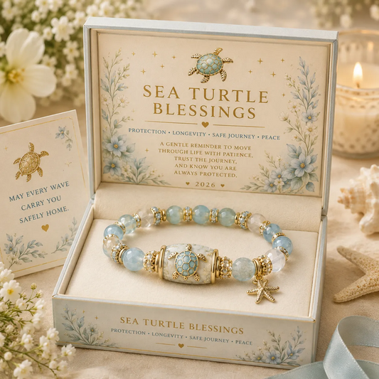 🐢 Sea Turtle Blessing Bracelet 🌊Custom message available on the gift box
