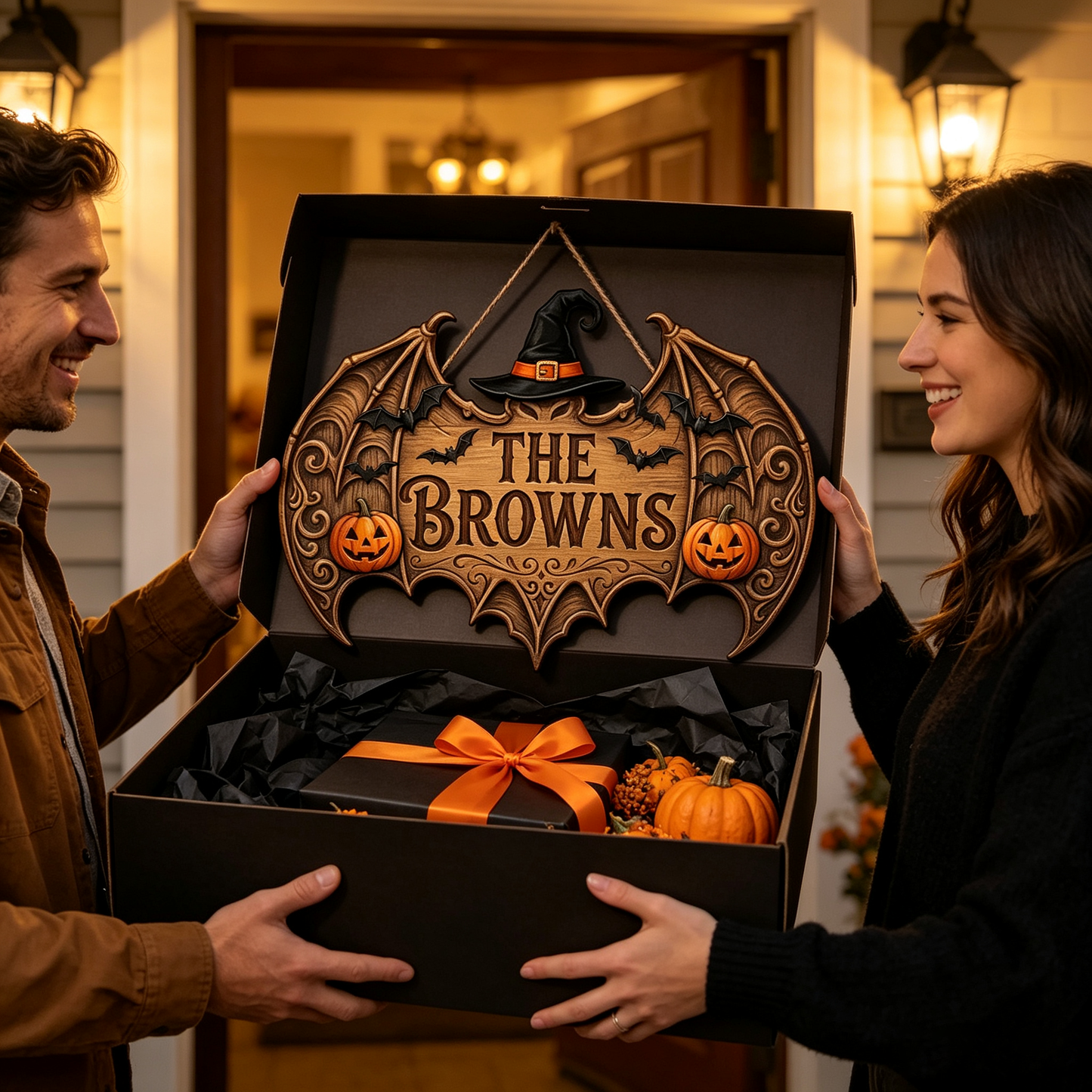 Spooky Personalized Family Name Halloween Door Sign