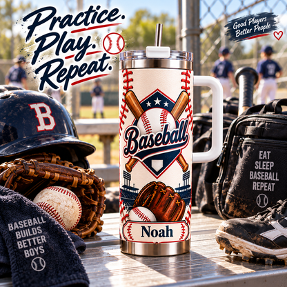 ⚾ Personalized Baseball Tumbler With Name 30 oz Baseball Gift for Boys