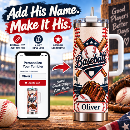 ⚾ Personalized Baseball Tumbler With Name 30 oz Baseball Gift for Boys