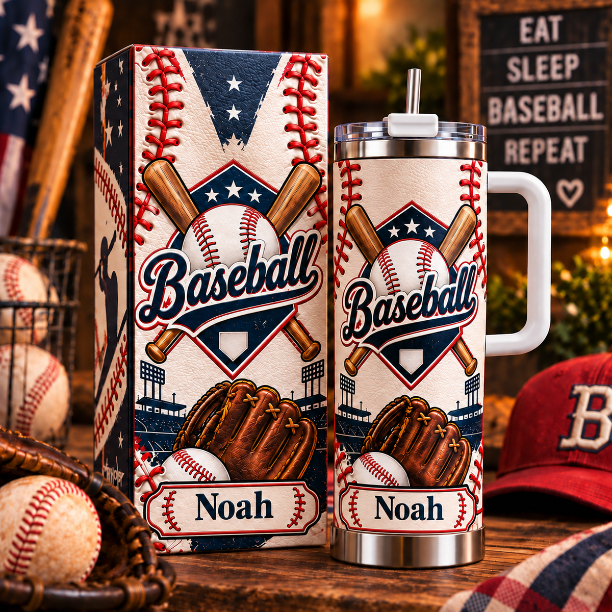 ⚾ Personalized Baseball Tumbler With Name 30 oz Baseball Gift for Boys
