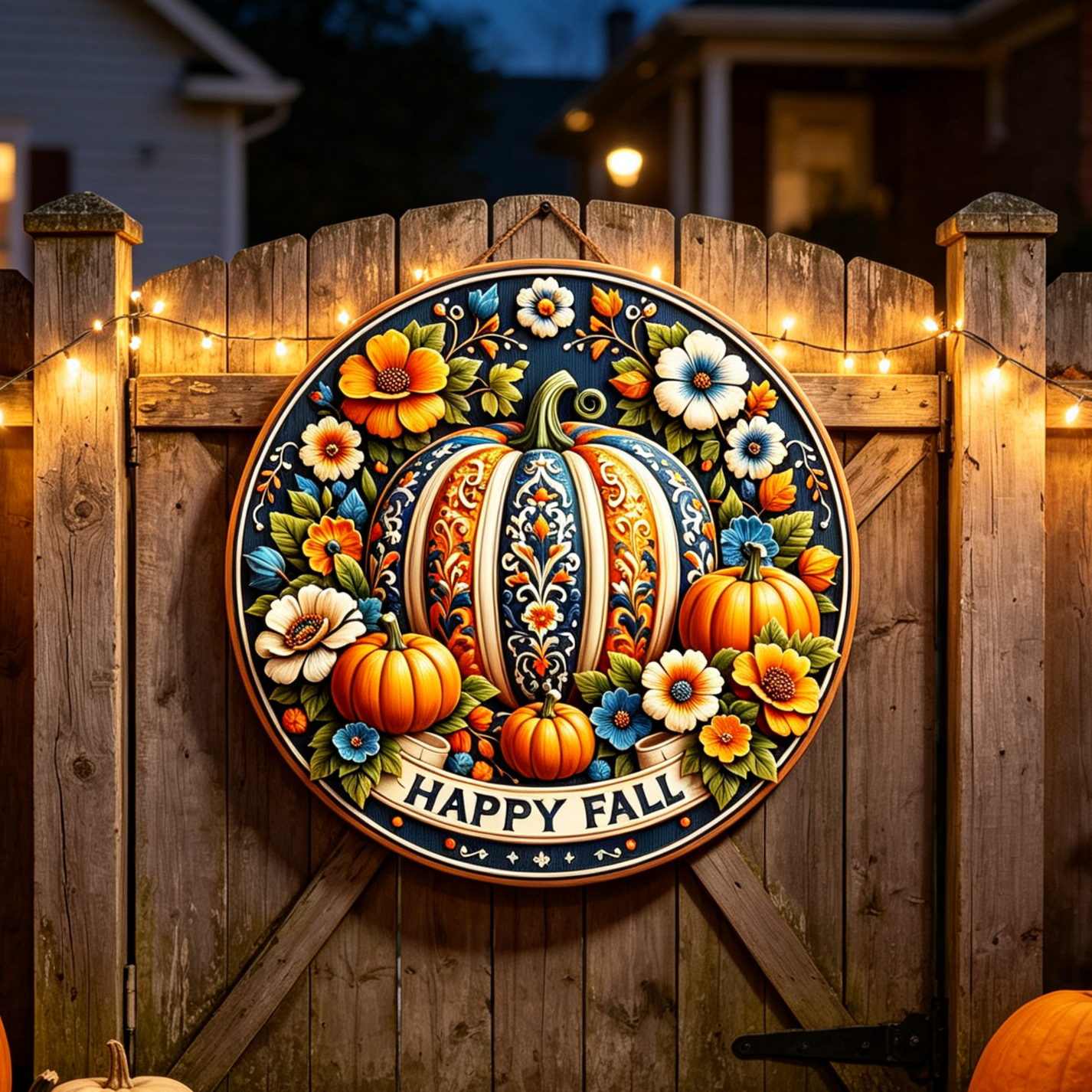 Fall Pumpkin Door Sign – Cozy Autumn Welcome Decor 🍂