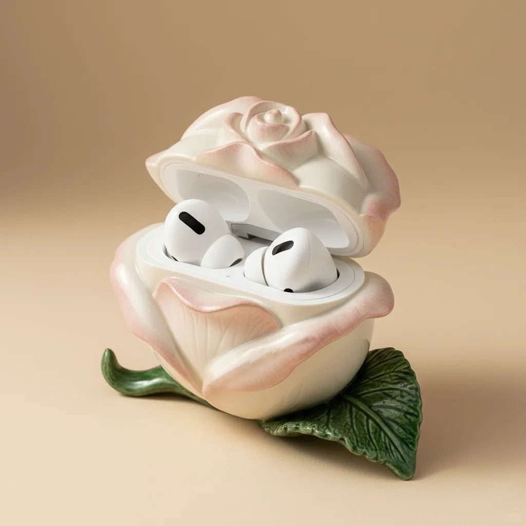 🌹 Custom Name Forever Love Rose Earbuds Case – Elegant, Unique, Unforgettable