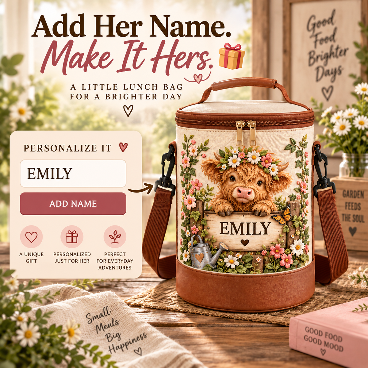 Personalized Garden Lunch Bag 🌸🥪💖