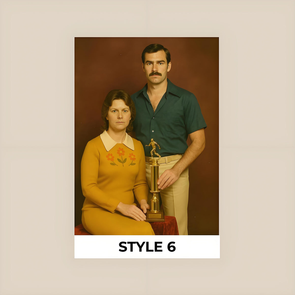 Personalized 1970s Couple Portrait from Photo