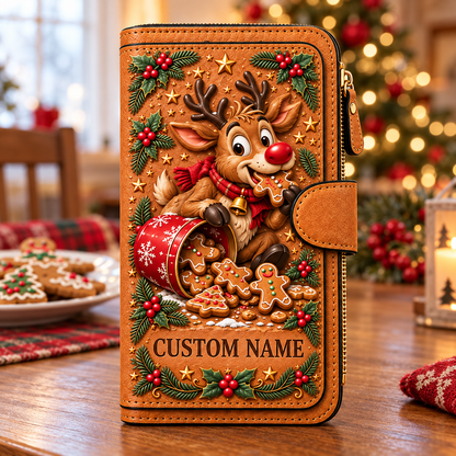🎄 Personalized Christmas Mischief Wallet – 6 Funny Designs, Your Name! 🎁