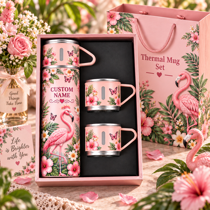 🌸 Personalized Floral Garden Thermal Bottle & Cup Gift Set