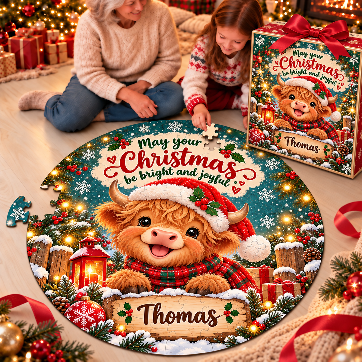 🧩Personalized Christmas Puzzle Gift Set – Custom Name Holiday Keepsake Puzzle🎄