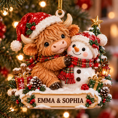 🎄 Personalized Highland Cow Christmas Ornament
