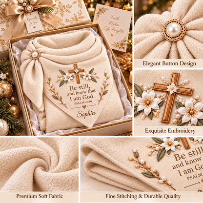 Personalized Christian Prayer Triangular Scarf – Custom Name Faith Gift 🤍✝️