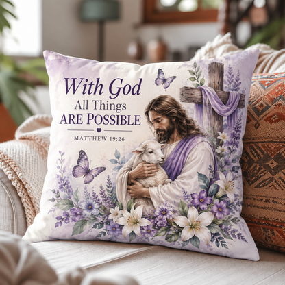 Faith & Remembrance Throw Pillow Cover – Inspirational Floral Designs, 18″ × 18″