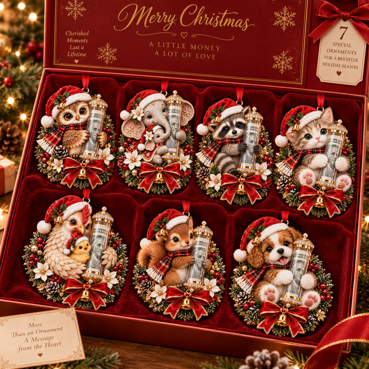 🎁Christmas Cute Animal Cash Gift Ornament – Holiday Tree Decoration🎄💵