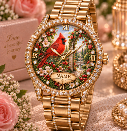 💎 Personalized Women Garden Luxury Floral Animal Watch 36mm