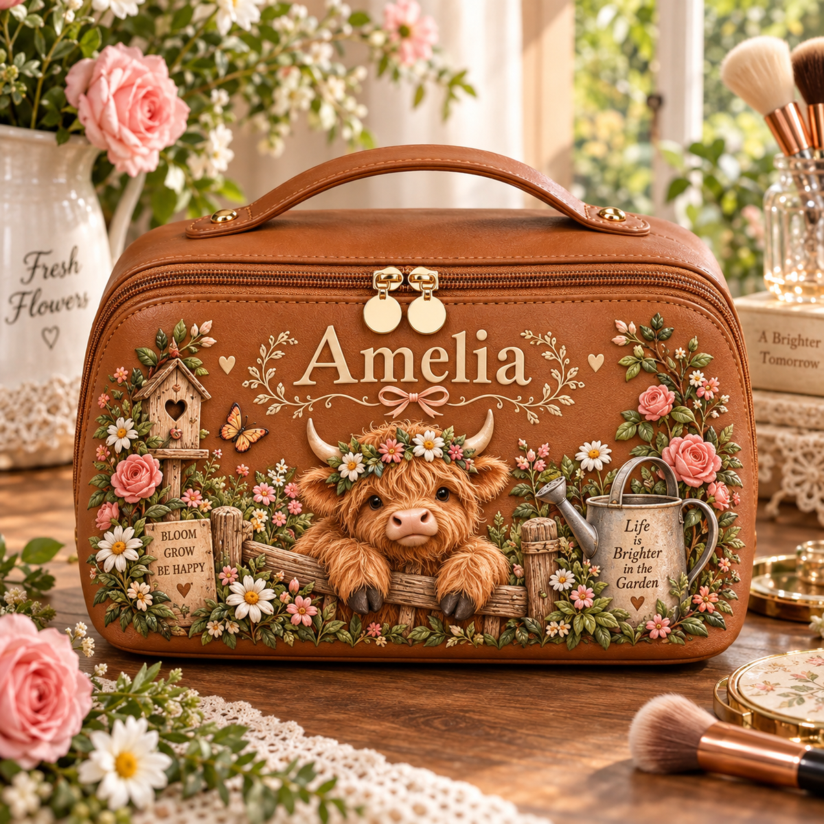 Personalized Floral Cosmetic Bag for Women🌷