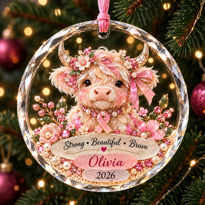 🎀 Personalized Pink Ribbon Animal Ornament