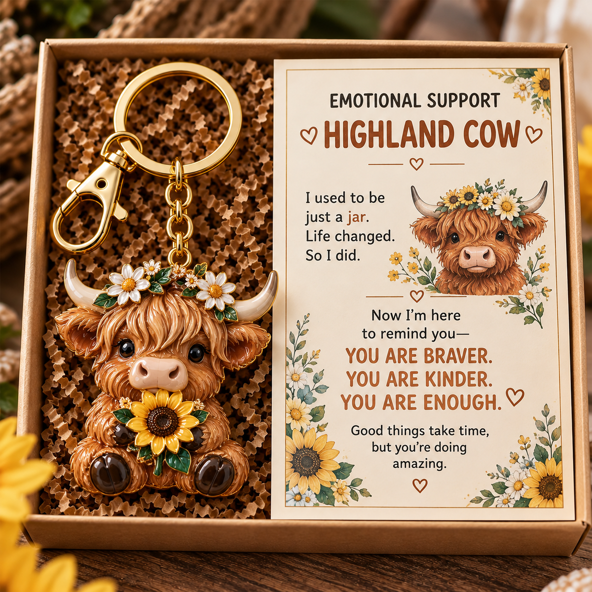 💛 Emotional Support Animal Keychain Gift
