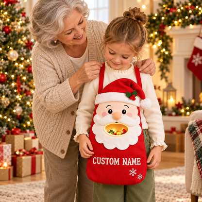 🎄🍬Personalized Christmas Candy Buddy Bag – Custom Name Kids Holiday Treat Bag