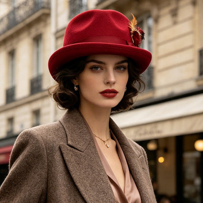 🎩 Instant Outfit Upgrade! Women’s Vintage Feather Fedora Hat ✨