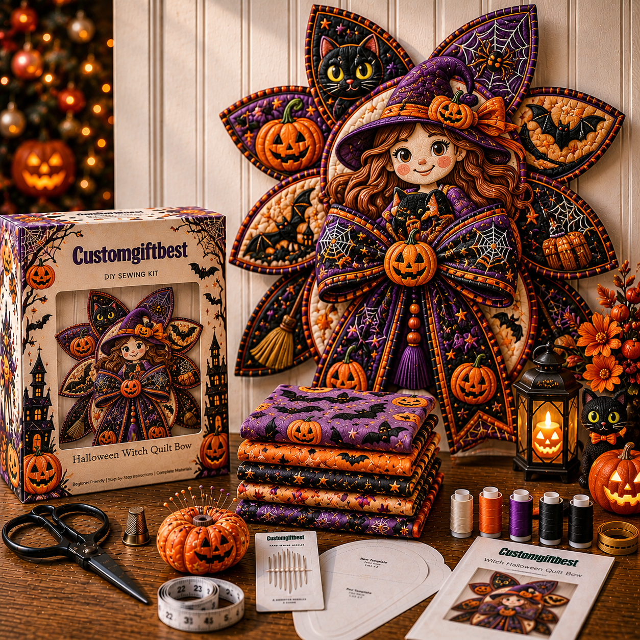 Halloween Quilt Bow DIY Sewing Kit
